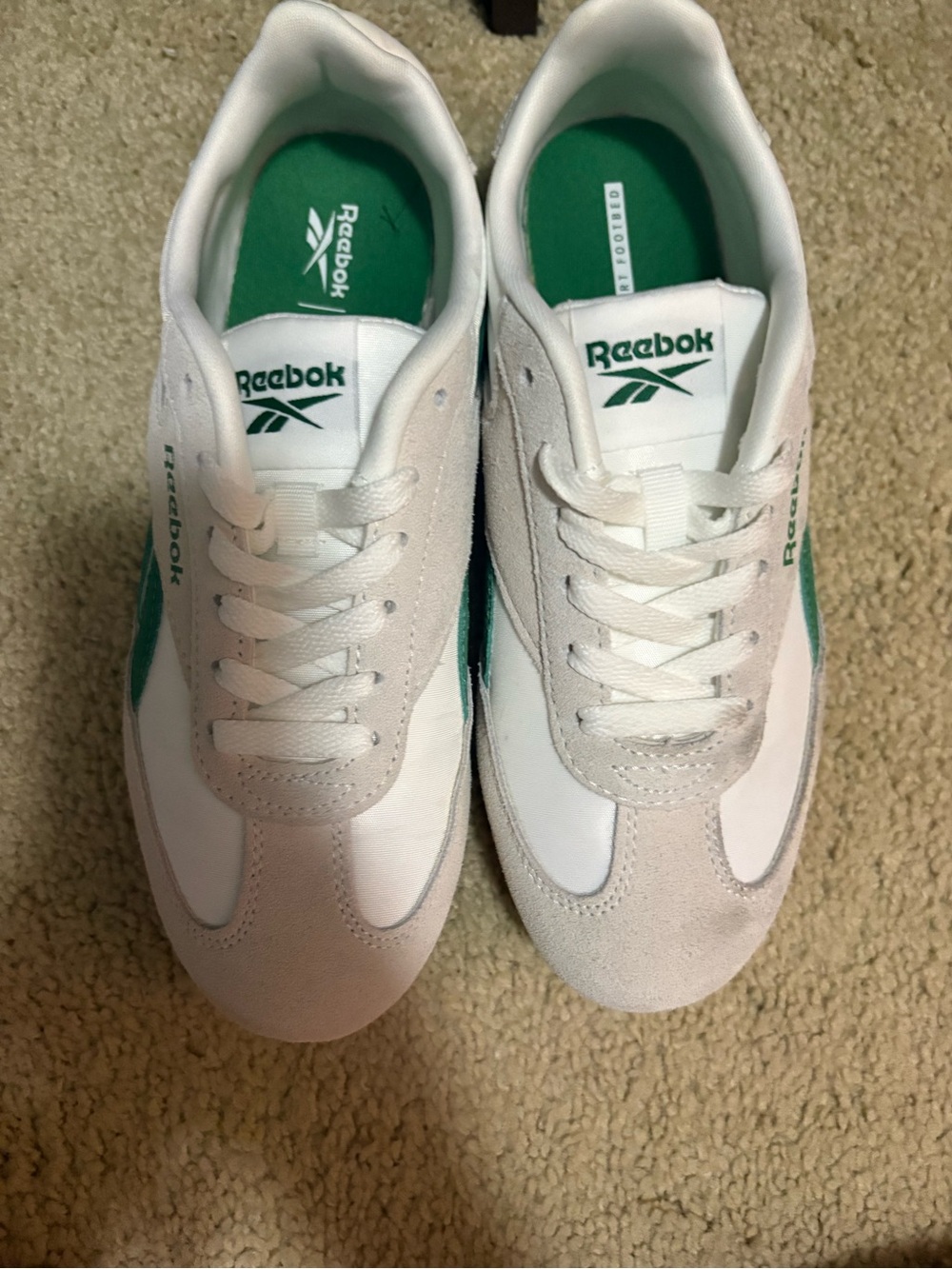 Reebok Womens Classic White & Green Sneakers